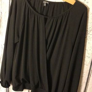 EXPRESS surplice blouse black long sleeve